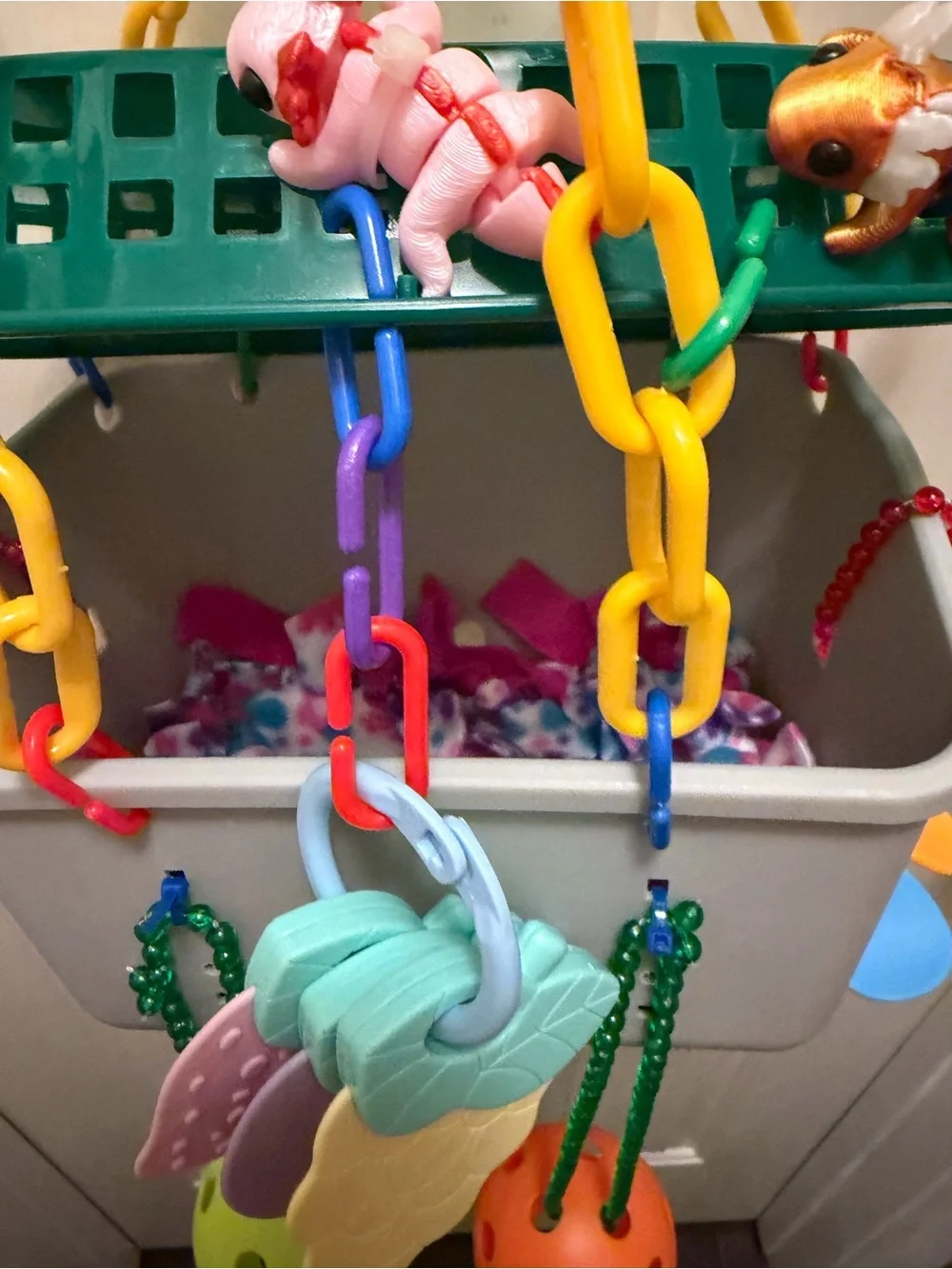 Colorful Hanging sugar glider Activity Toy - Orange & Multicolor